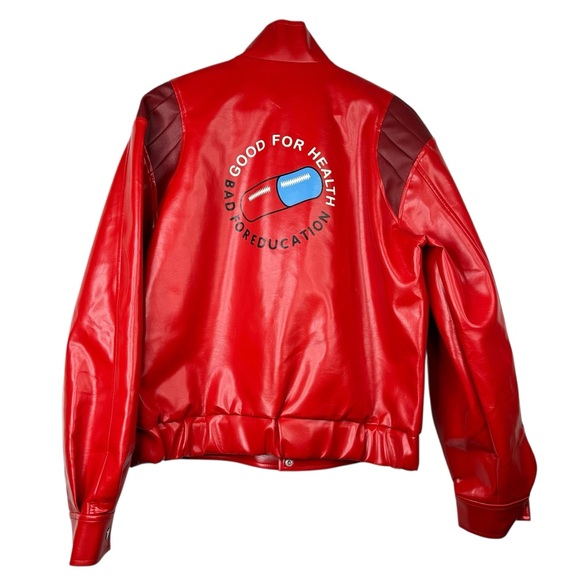 Cosplay FM Akira Anime Kaneda Red Faux Leather Jacket Costume Capsule Pill S/M - Picture 1 of 9